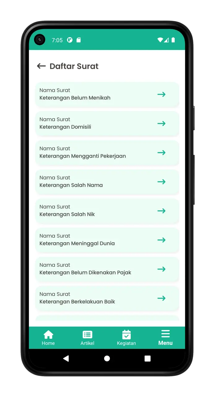 Tangkapan layar Data Dalam Saku 5